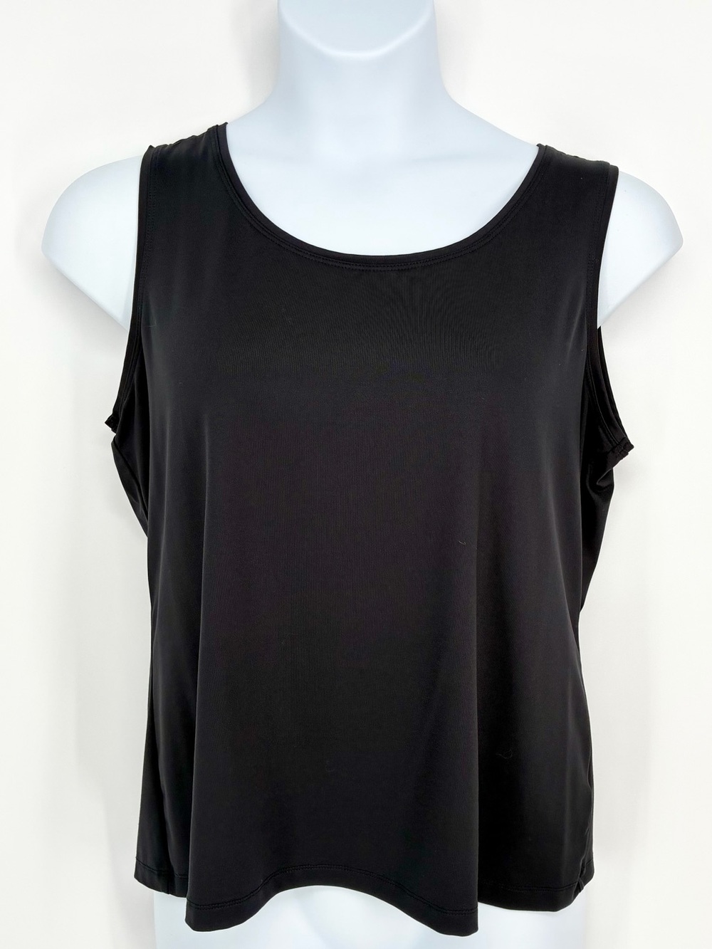 212 Collection Solid Black Scoop Neck Basic Tank Top Sz L